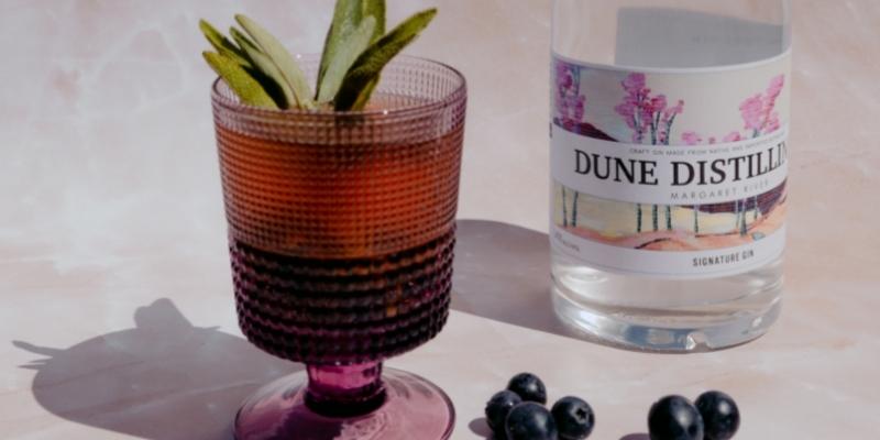 Dune Distilling Co Signature Gin + tonic with blueberry sage