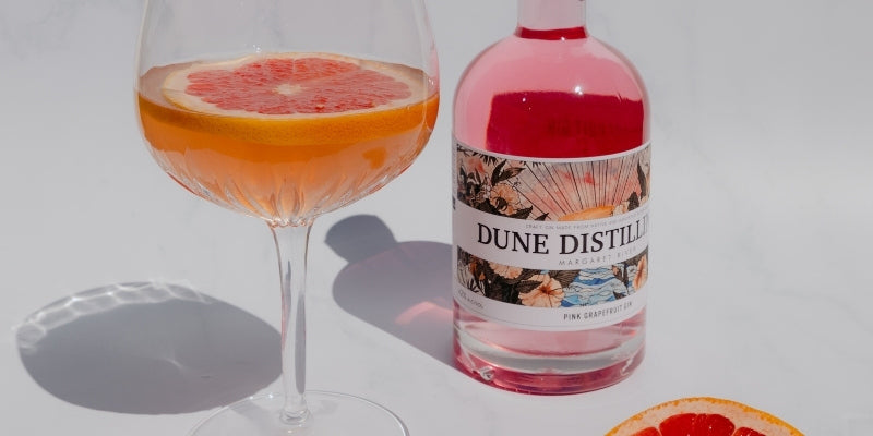 Dune Distilling Co Western Austalian Pink Grapefruit Gin artwork by local artist Nicola Herbert