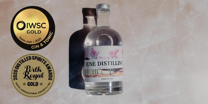 Dune Distilling Co Signature Gin Gold and Silver medals